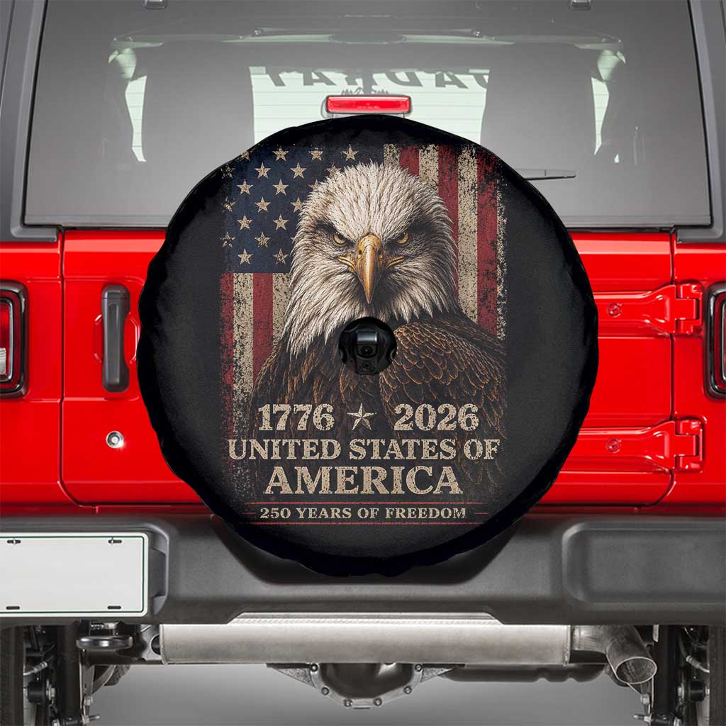 250 Anniversary USA Flag Spare Tire Cover Vintage Bald Eagle Patriotic 1776 2026 250 Years Birthday TS10 Black Print Your Wear