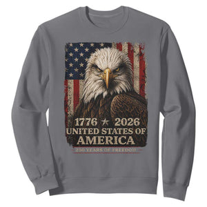 250 Anniversary USA Flag Sweatshirt Vintage Bald Eagle Patriotic 1776 2026 250 Years Birthday TS10 Charcoal Print Your Wear
