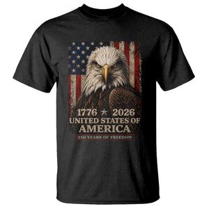 250 Anniversary USA Flag T Shirt Vintage Bald Eagle Patriotic 1776 2026 250 Years Birthday TS10 Black Print Your Wear