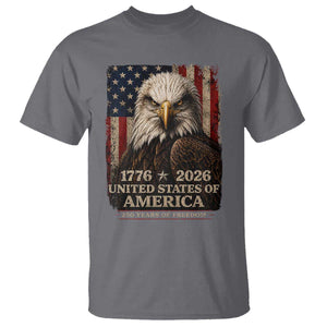250 Anniversary USA Flag T Shirt Vintage Bald Eagle Patriotic 1776 2026 250 Years Birthday TS10 Charcoal Print Your Wear