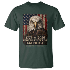 250 Anniversary USA Flag T Shirt Vintage Bald Eagle Patriotic 1776 2026 250 Years Birthday TS10 Dark Forest Green Print Your Wear