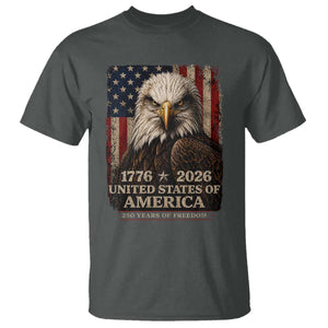 250 Anniversary USA Flag T Shirt Vintage Bald Eagle Patriotic 1776 2026 250 Years Birthday TS10 Dark Heather Print Your Wear