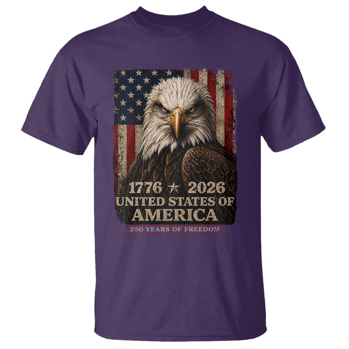 250 Anniversary USA Flag T Shirt Vintage Bald Eagle Patriotic 1776 2026 250 Years Birthday TS10 Purple Print Your Wear