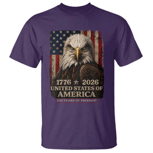 250 Anniversary USA Flag T Shirt Vintage Bald Eagle Patriotic 1776 2026 250 Years Birthday TS10 Purple Print Your Wear