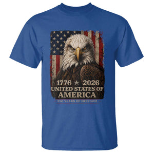 250 Anniversary USA Flag T Shirt Vintage Bald Eagle Patriotic 1776 2026 250 Years Birthday TS10 Royal Blue Print Your Wear