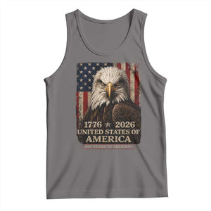 250 Anniversary USA Flag Tank Top Vintage Bald Eagle Patriotic 1776 2026 250 Years Birthday TS10 Deep Heather Print Your Wear