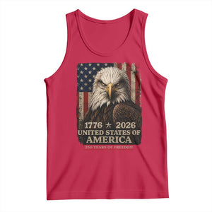 250 Anniversary USA Flag Tank Top Vintage Bald Eagle Patriotic 1776 2026 250 Years Birthday TS10 Red Print Your Wear
