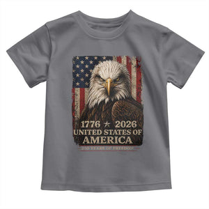 250 Anniversary USA Flag Toddler T Shirt Vintage Bald Eagle Patriotic 1776 2026 250 Years Birthday TS10 Charcoal Print Your Wear