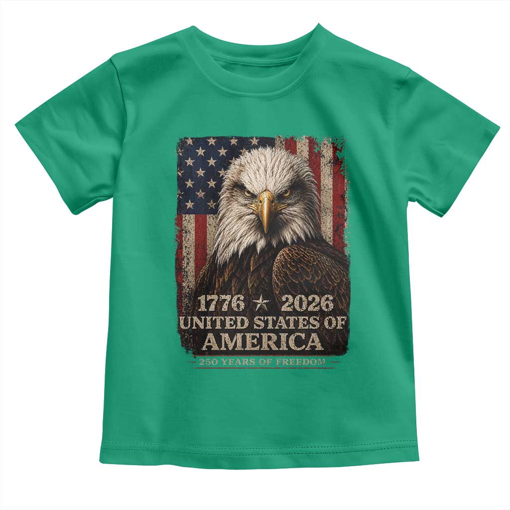 250 Anniversary USA Flag Toddler T Shirt Vintage Bald Eagle Patriotic 1776 2026 250 Years Birthday TS10 Irish Green Print Your Wear