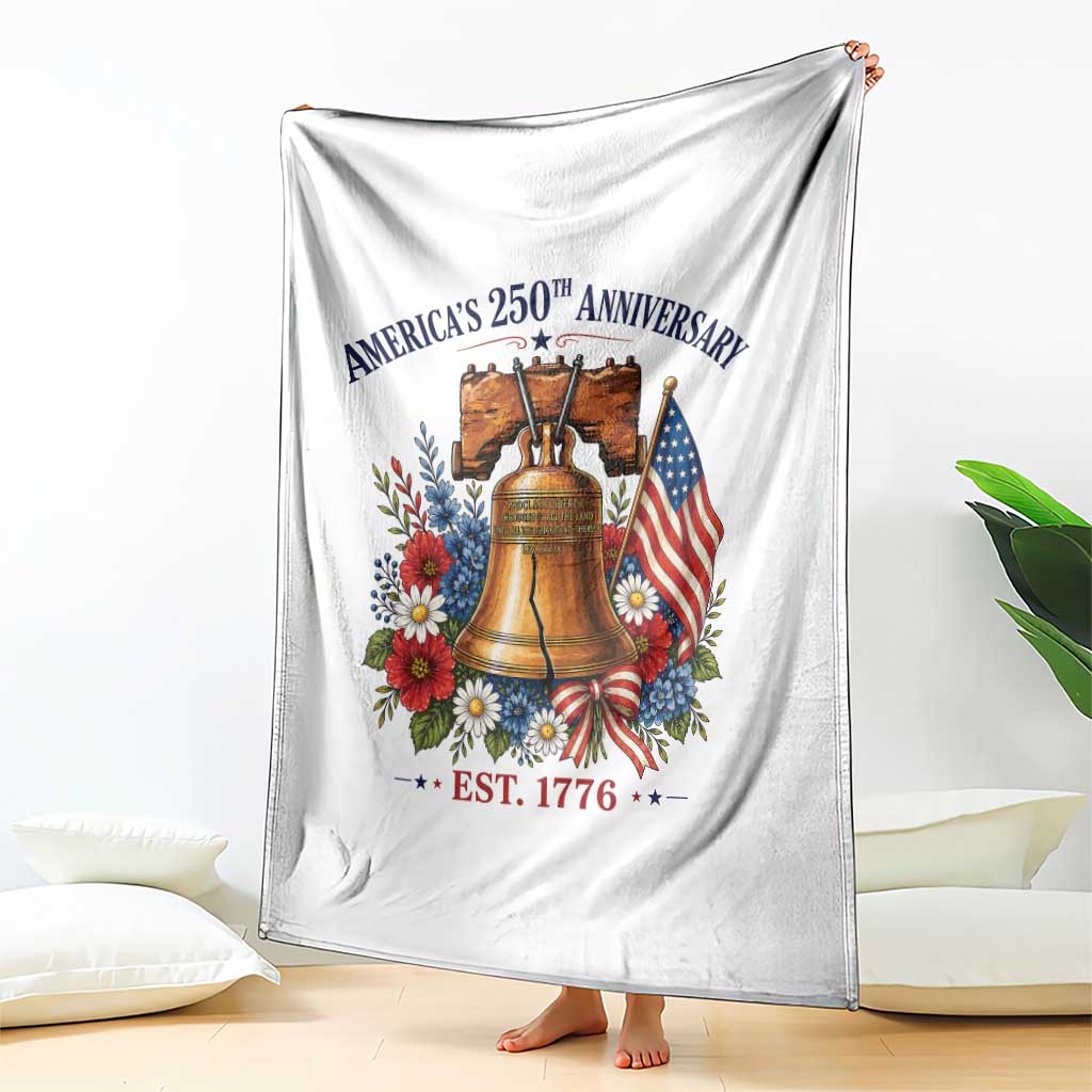 250 Anniversary Throw Blanket Floral Liberty Bell USA 250th American 4th July 2026 TS10 Print Your Wear
