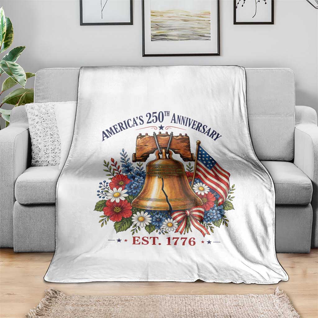 250 Anniversary Throw Blanket Floral Liberty Bell USA 250th American 4th July 2026 TS10 Print Your Wear