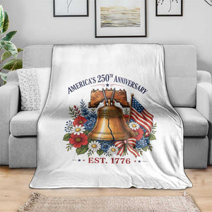 250 Anniversary Throw Blanket Floral Liberty Bell USA 250th American 4th July 2026 TS10 Print Your Wear