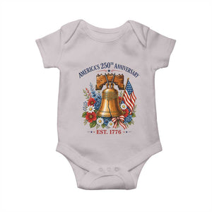 250 Anniversary Baby Onesie Floral Liberty Bell USA 250th American 4th July 2026 TS10 Ice Gray Print Your Wear