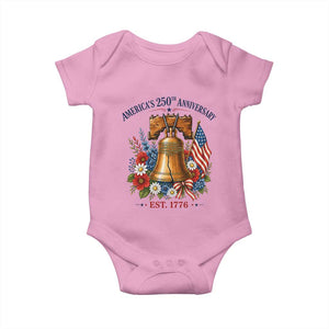 250 Anniversary Baby Onesie Floral Liberty Bell USA 250th American 4th July 2026 TS10 Light Pink Print Your Wear