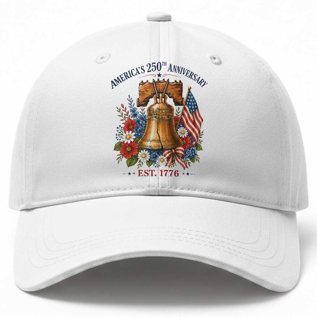 250 Anniversary Baseball Cap Floral Liberty Bell USA 250th American 4th July 2026 TS10 Print Your Wear