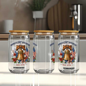 250 Anniversary Glass Can Floral Liberty Bell USA 250th American 4th July 2026 TS10 Print Your Wear