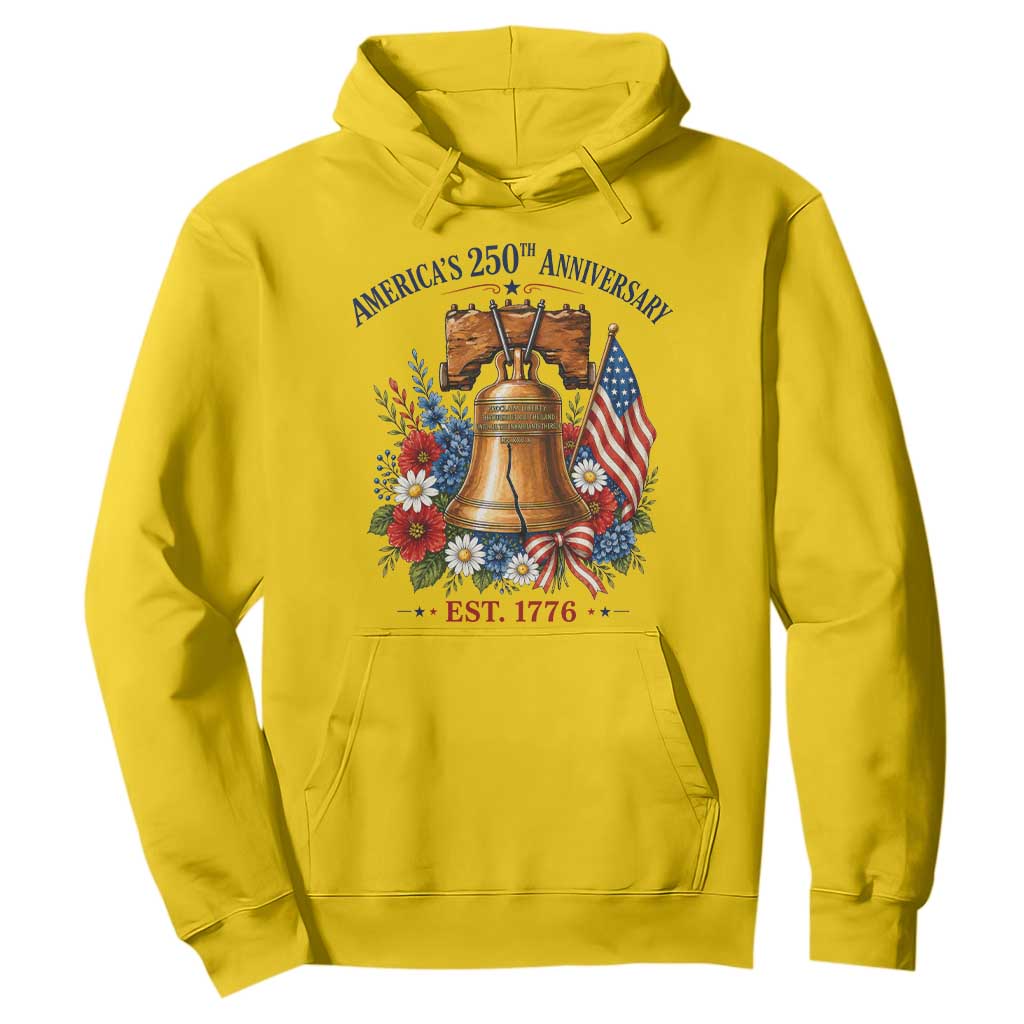 250 Anniversary Hoodie Floral Liberty Bell USA 250th American 4th July 2026 TS10 Daisy Print Your Wear