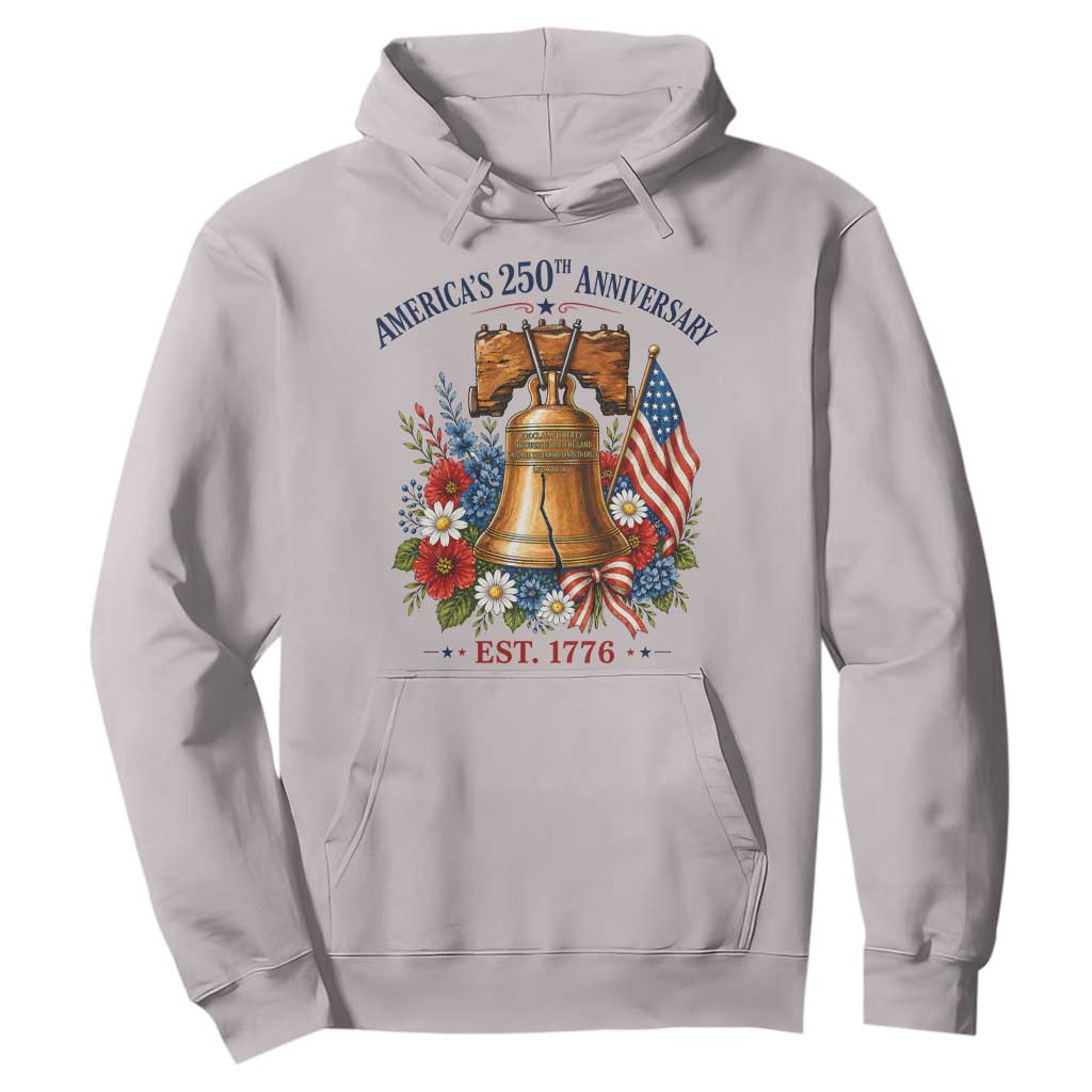 250 Anniversary Hoodie Floral Liberty Bell USA 250th American 4th July 2026 TS10 Ice Gray Print Your Wear