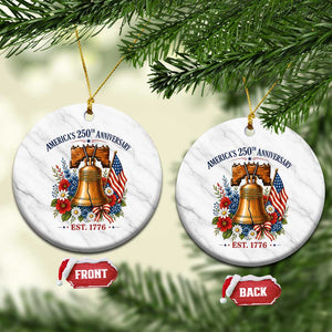 250 Anniversary Ceramic Ornament Floral Liberty Bell USA 250th American 4th July 2026 TS10 1pc White Marble Print Your Wear