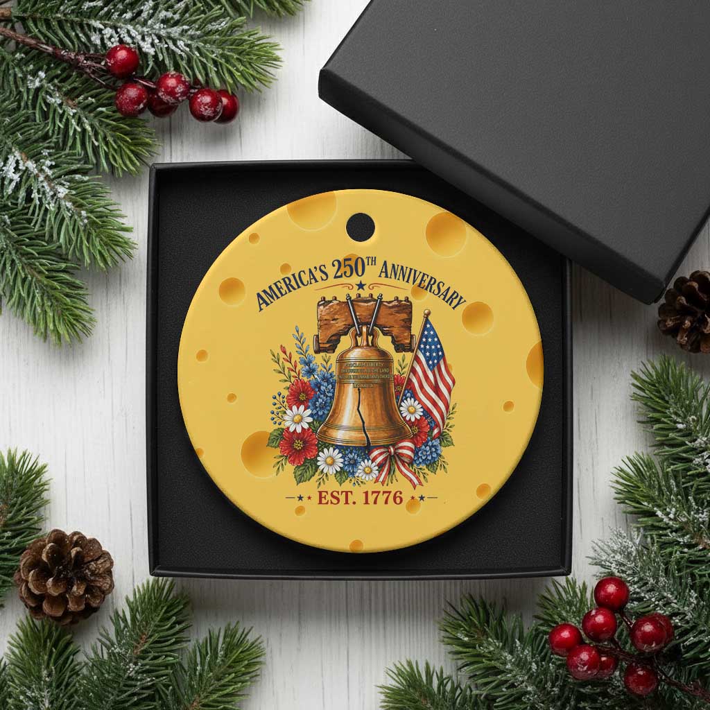 250 Anniversary Ceramic Ornament Floral Liberty Bell USA 250th American 4th July 2026 TS10 1pc Yellow Cheese Print Your Wear