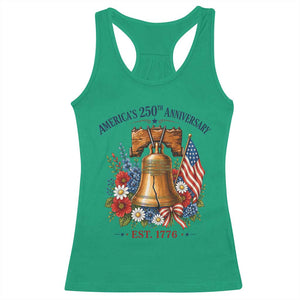 250 Anniversary Racerback Tank Top Floral Liberty Bell USA 250th American 4th July 2026 TS10 Irish Green Print Your Wear