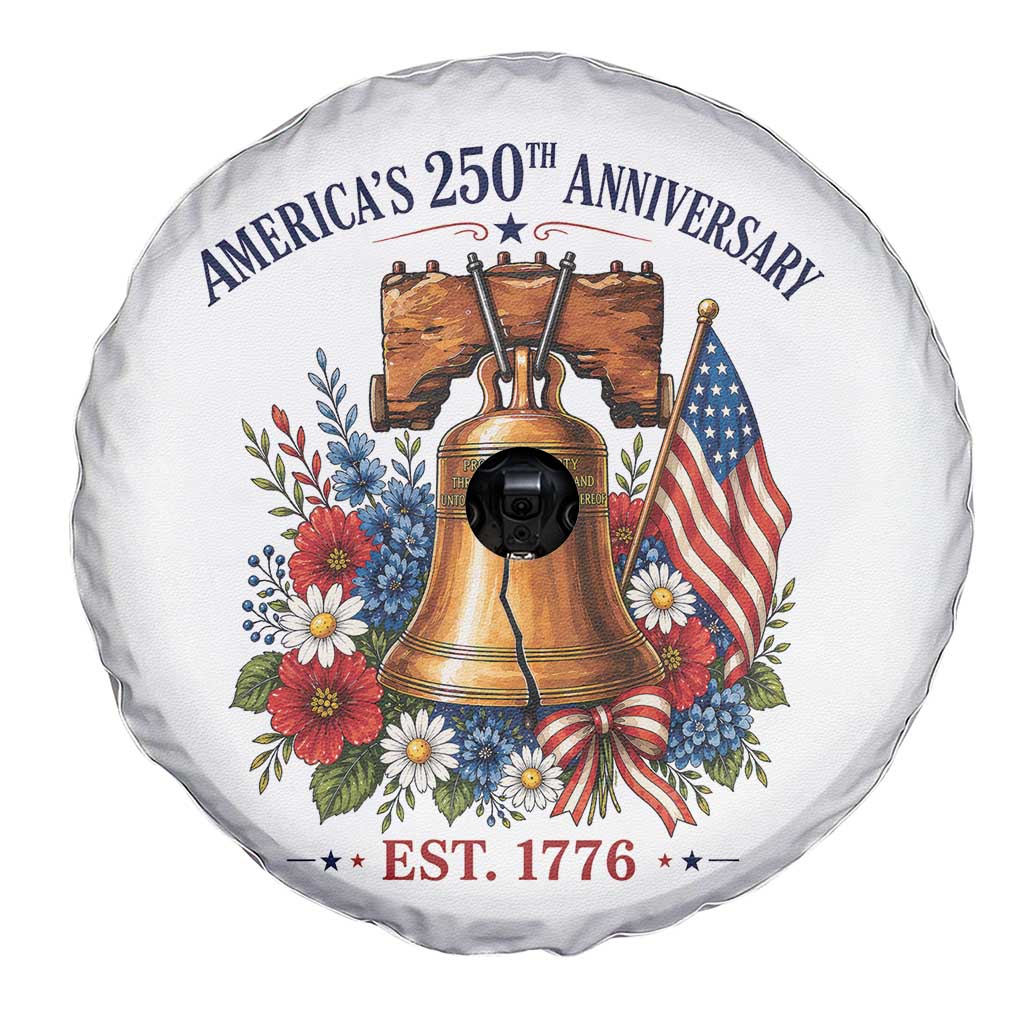 250 Anniversary Spare Tire Cover Floral Liberty Bell USA 250th American 4th July 2026 TS10 Print Your Wear