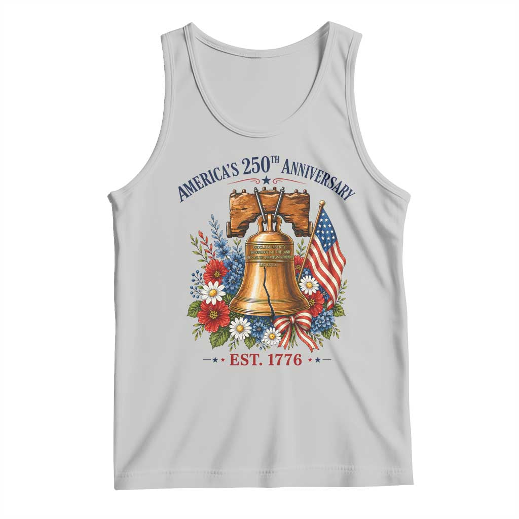250 Anniversary Tank Top Floral Liberty Bell USA 250th American 4th July 2026 TS10 Ash Print Your Wear