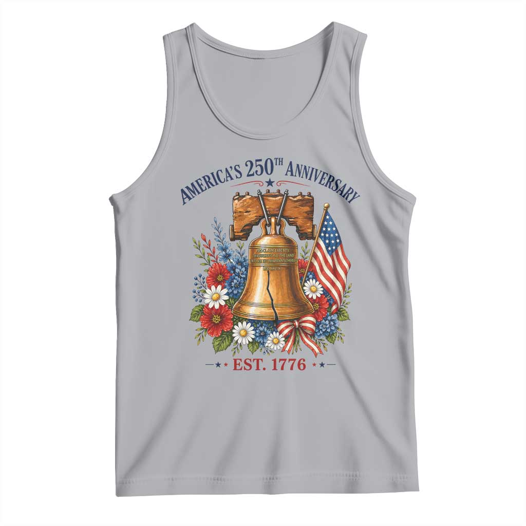 250 Anniversary Tank Top Floral Liberty Bell USA 250th American 4th July 2026 TS10 Athletic Heather Print Your Wear