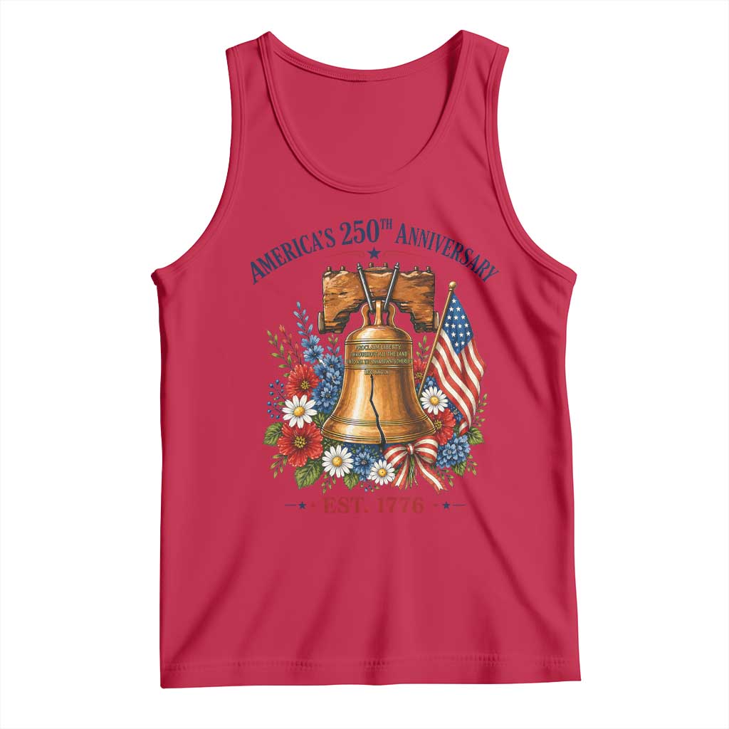 250 Anniversary Tank Top Floral Liberty Bell USA 250th American 4th July 2026 TS10 Red Print Your Wear