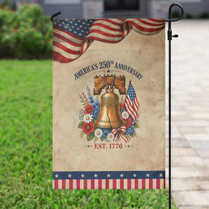 250 Anniversary Patriotic Garden Flag Floral Liberty Bell USA 250th American 4th July 2026 TS10 Vintage Rustic Tan Navy Print Your Wear