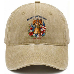 250 Anniversary Washed Cotton Baseball Cap Floral Liberty Bell USA 250th American 4th July 2026 TS10 Print Your Wear