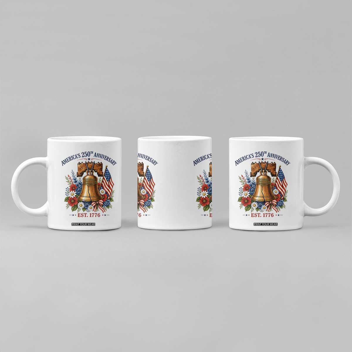 250 Anniversary Coffee Mug Floral Liberty Bell USA 250th American 4th July 2026 TS10 Print Your Wear