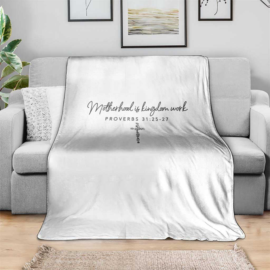 Motherhood Is Kingdom Work Throw Blanket Christian Mom Floral Mama Mothers Day TS10 Print Your Wear