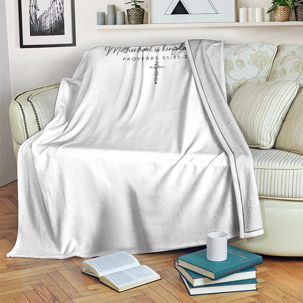 Motherhood Is Kingdom Work Throw Blanket Christian Mom Floral Mama Mothers Day TS10 Print Your Wear