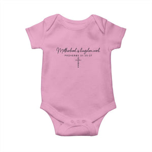 Motherhood Is Kingdom Work Baby Onesie Christian Mom Floral Mama Mothers Day TS10 Light Pink Print Your Wear