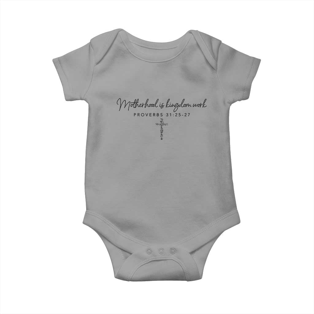 Motherhood Is Kingdom Work Baby Onesie Christian Mom Floral Mama Mothers Day TS10 Sport Gray Print Your Wear