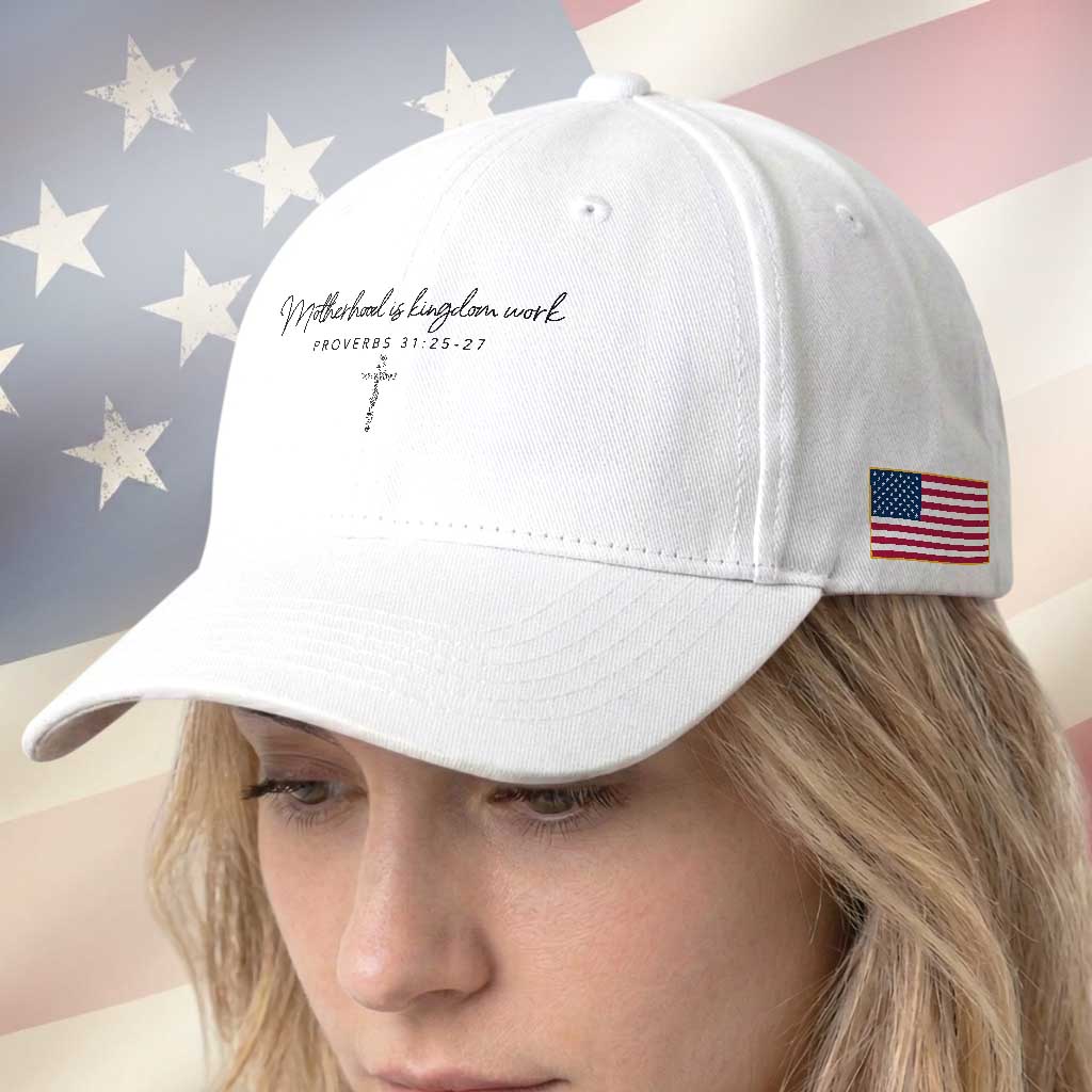 Motherhood Is Kingdom Work Baseball Cap Christian Mom Floral Mama Mothers Day TS10 Print Your Wear