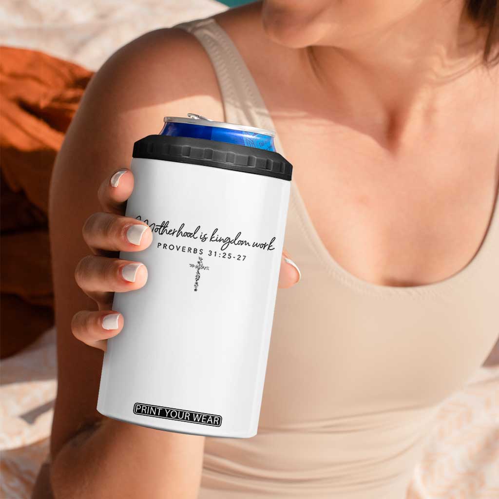 Motherhood Is Kingdom Work 4 in 1 Can Cooler Tumbler Christian Mom Floral Mama Mothers Day TS10 Print Your Wear
