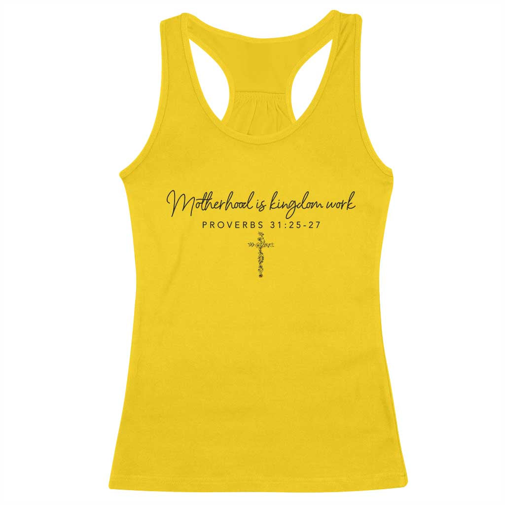 Motherhood Is Kingdom Work Racerback Tank Top Christian Mom Floral Mama Mothers Day TS10 Daisy Print Your Wear