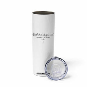 Motherhood Is Kingdom Work Skinny Tumbler Christian Mom Floral Mama Mothers Day TS10 Print Your Wear