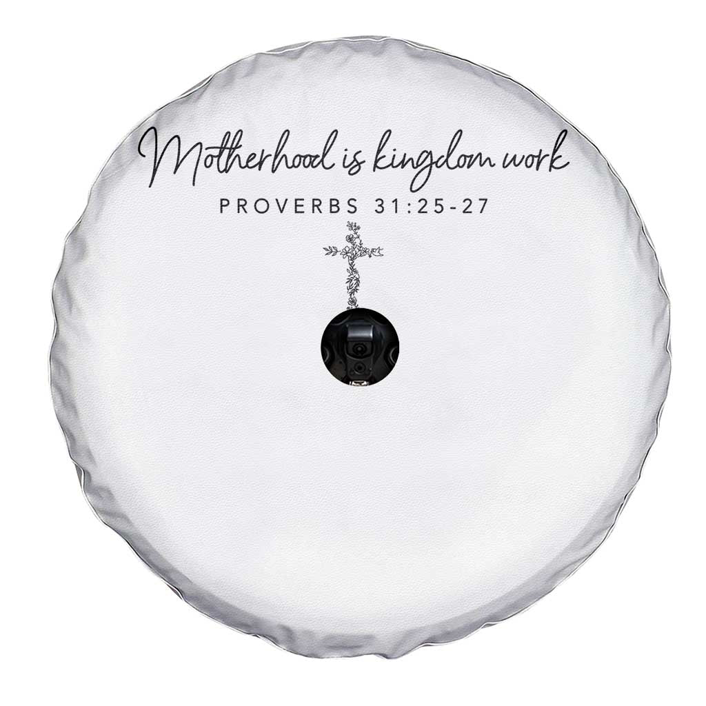 Motherhood Is Kingdom Work Spare Tire Cover Christian Mom Floral Mama Mothers Day TS10 Print Your Wear