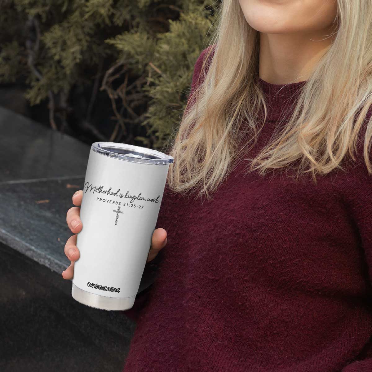 Motherhood Is Kingdom Work Tumbler Cup - Christian Mom Floral Mama Mothers Day TS10 Print Your Wear