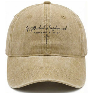 Motherhood Is Kingdom Work Washed Cotton Baseball Cap Christian Mom Floral Mama Mothers Day TS10 Print Your Wear