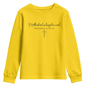 Motherhood Is Kingdom Work Youth Sweatshirt Christian Mom Floral Mama Mothers Day TS10 Daisy Print Your Wear