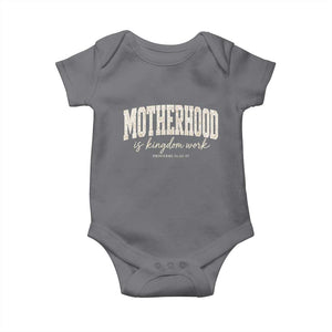 Motherhood Is Kingdom Work Baby Onesie Cute Christian Mom Mothers Day Floral Jesus TS10 Charcoal Print Your Wear
