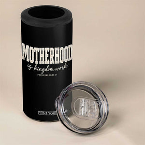 Motherhood Is Kingdom Work 4 in 1 Can Cooler Tumbler Cute Christian Mom Mothers Day Floral Jesus TS10 Print Your Wear