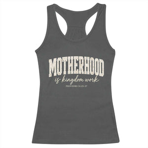 Motherhood Is Kingdom Work Racerback Tank Top Cute Christian Mom Mothers Day Floral Jesus TS10 Dark Heather Print Your Wear