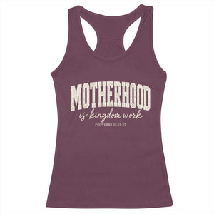 Motherhood Is Kingdom Work Racerback Tank Top Cute Christian Mom Mothers Day Floral Jesus TS10 Maroon Print Your Wear
