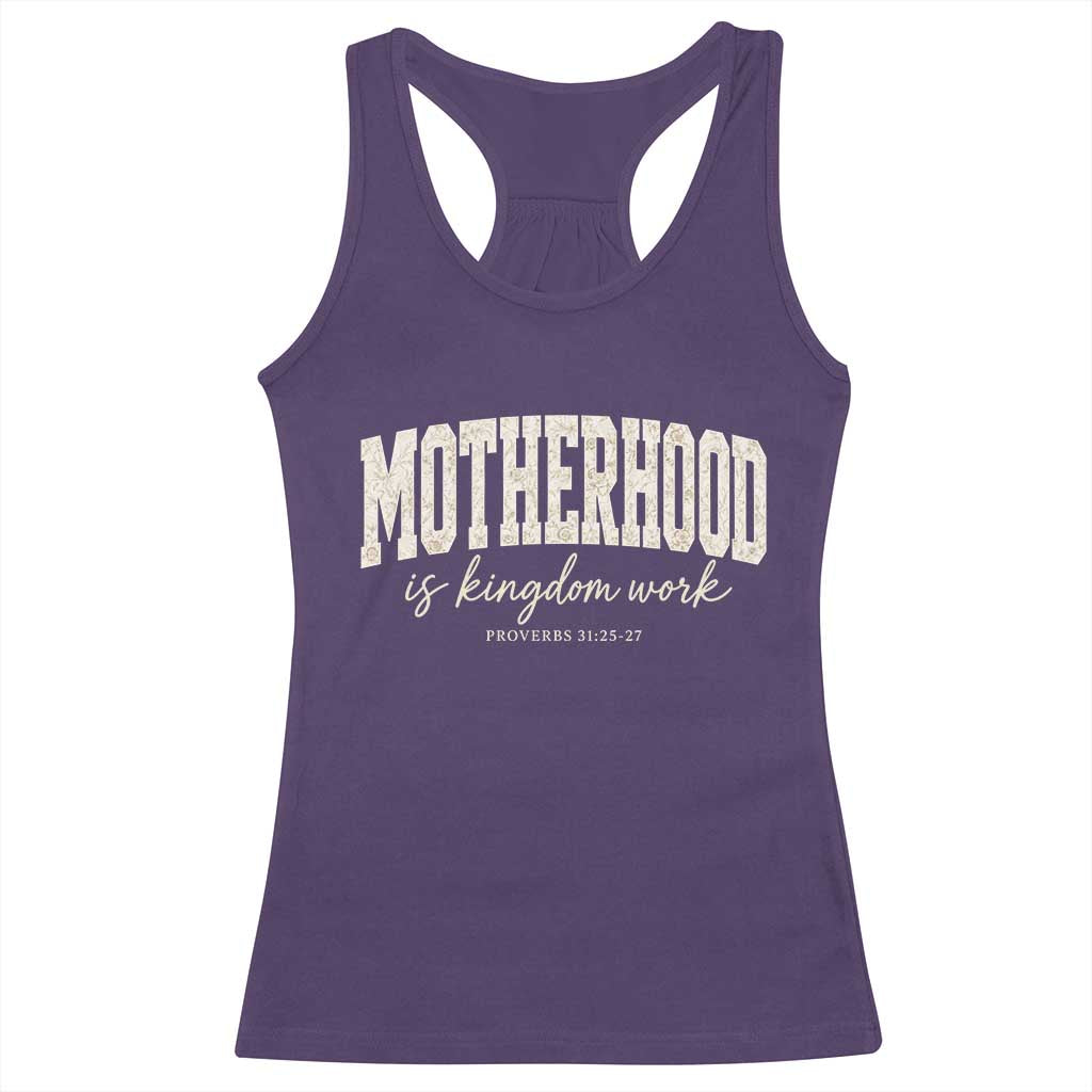 Motherhood Is Kingdom Work Racerback Tank Top Cute Christian Mom Mothers Day Floral Jesus TS10 Purple Print Your Wear