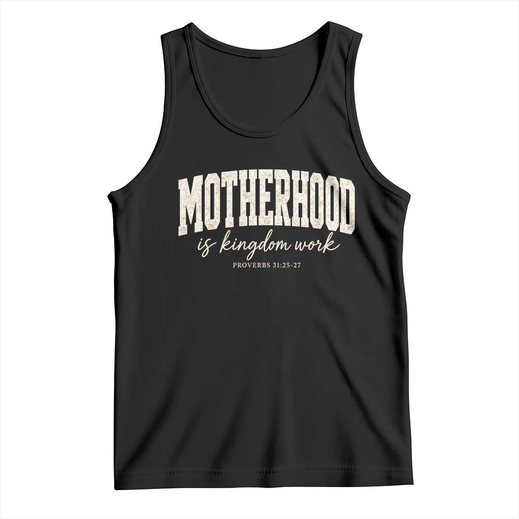 Motherhood Is Kingdom Work Tank Top Cute Christian Mom Mothers Day Floral Jesus TS10 Black Print Your Wear